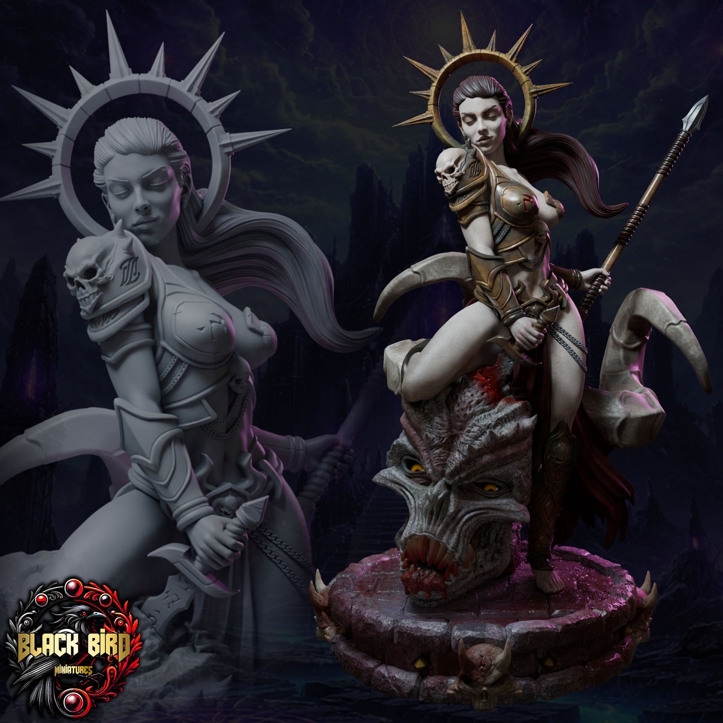 Morgath – Queens of Chaos – Figurka 32mm / 75mm – Black Bird Miniatures