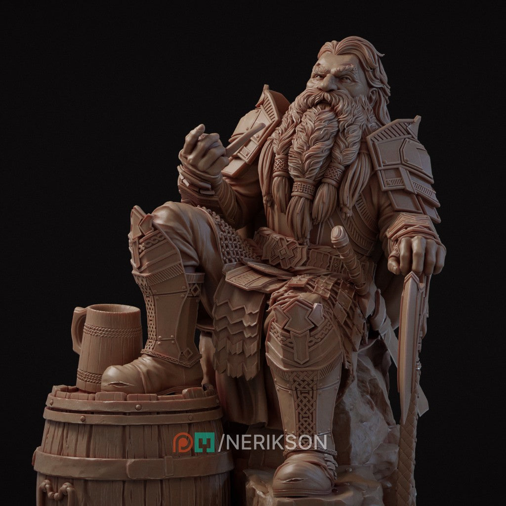 Durvak the Mountain Dwarf 3D printed resin miniature sculpted by Nerikson in ABS-Like resin
