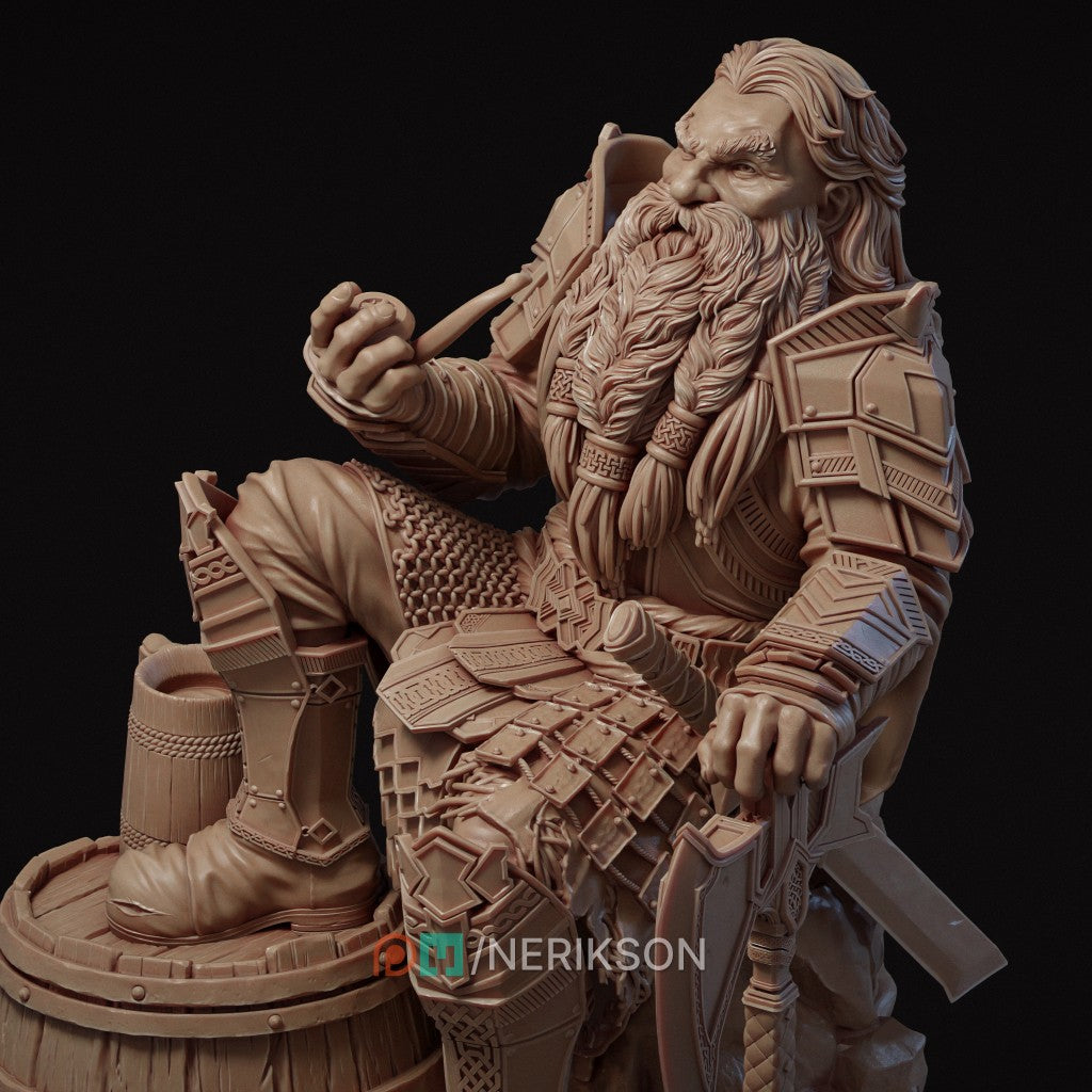 Durvak the Mountain Dwarf 3D printed resin miniature sculpted by Nerikson in ABS-Like resin