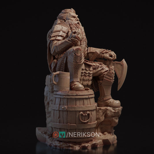 Durvak the Mountain Dwarf 3D printed resin miniature sculpted by Nerikson in ABS-Like resin