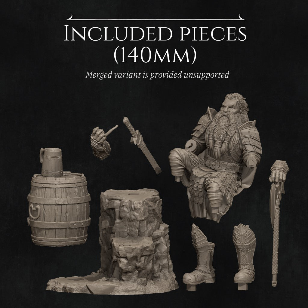 Durvak the Mountain Dwarf 3D printed resin miniature sculpted by Nerikson in ABS-Like resin