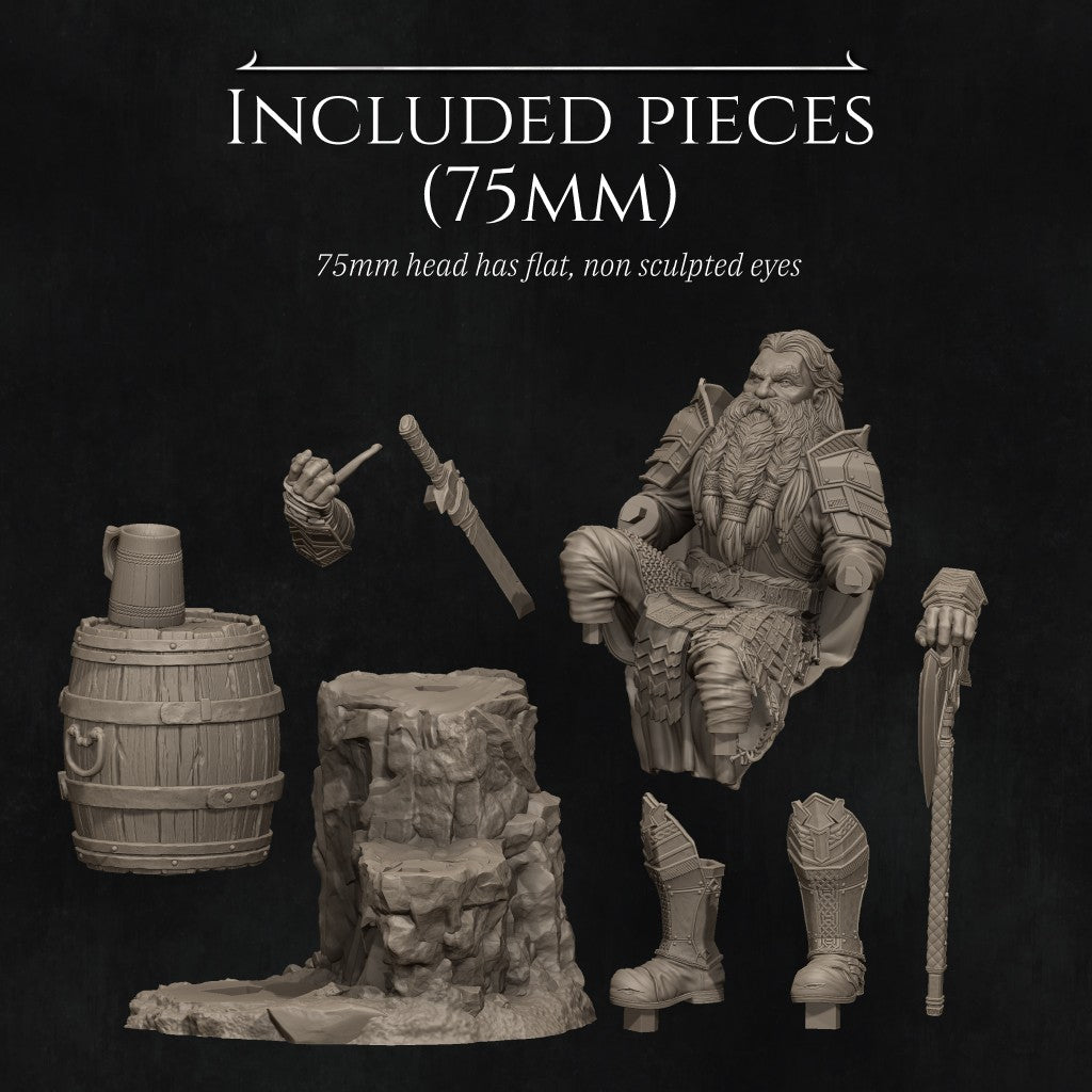 Durvak the Mountain Dwarf 3D printed resin miniature sculpted by Nerikson in ABS-Like resin