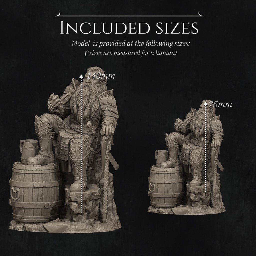 Durvak the Mountain Dwarf 3D printed resin miniature sculpted by Nerikson in ABS-Like resin