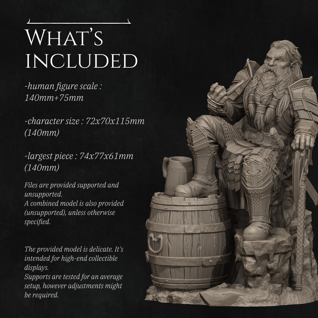 Durvak the Mountain Dwarf 3D printed resin miniature sculpted by Nerikson in ABS-Like resin