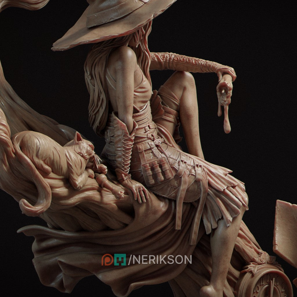 Midnight Freedom witch figurine sculpted by Nerikson 3D printed in ABS-Like resin