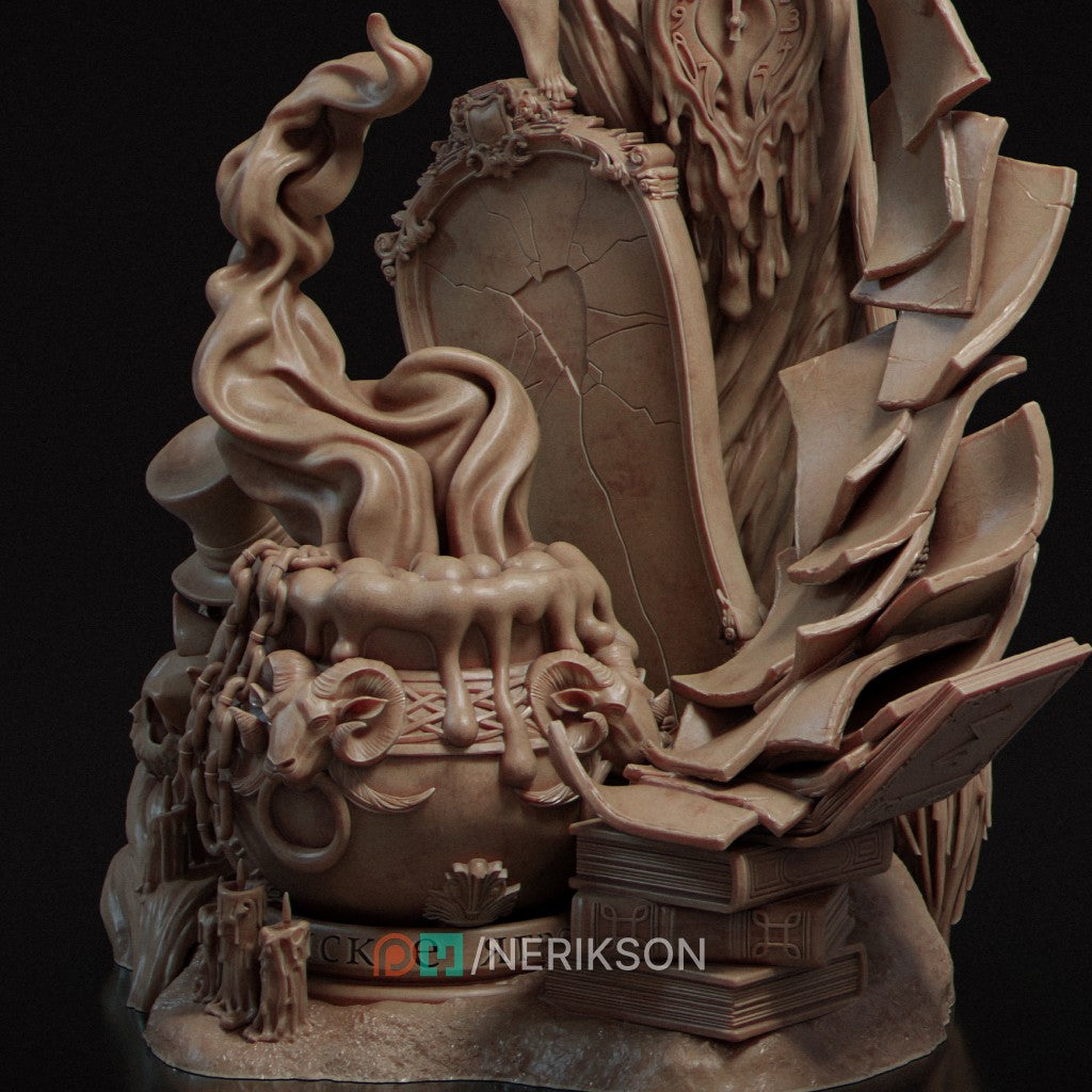 Midnight Freedom witch figurine sculpted by Nerikson 3D printed in ABS-Like resin