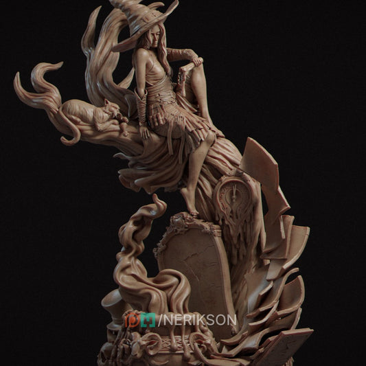 Midnight Freedom witch figurine sculpted by Nerikson 3D printed in ABS-Like resin