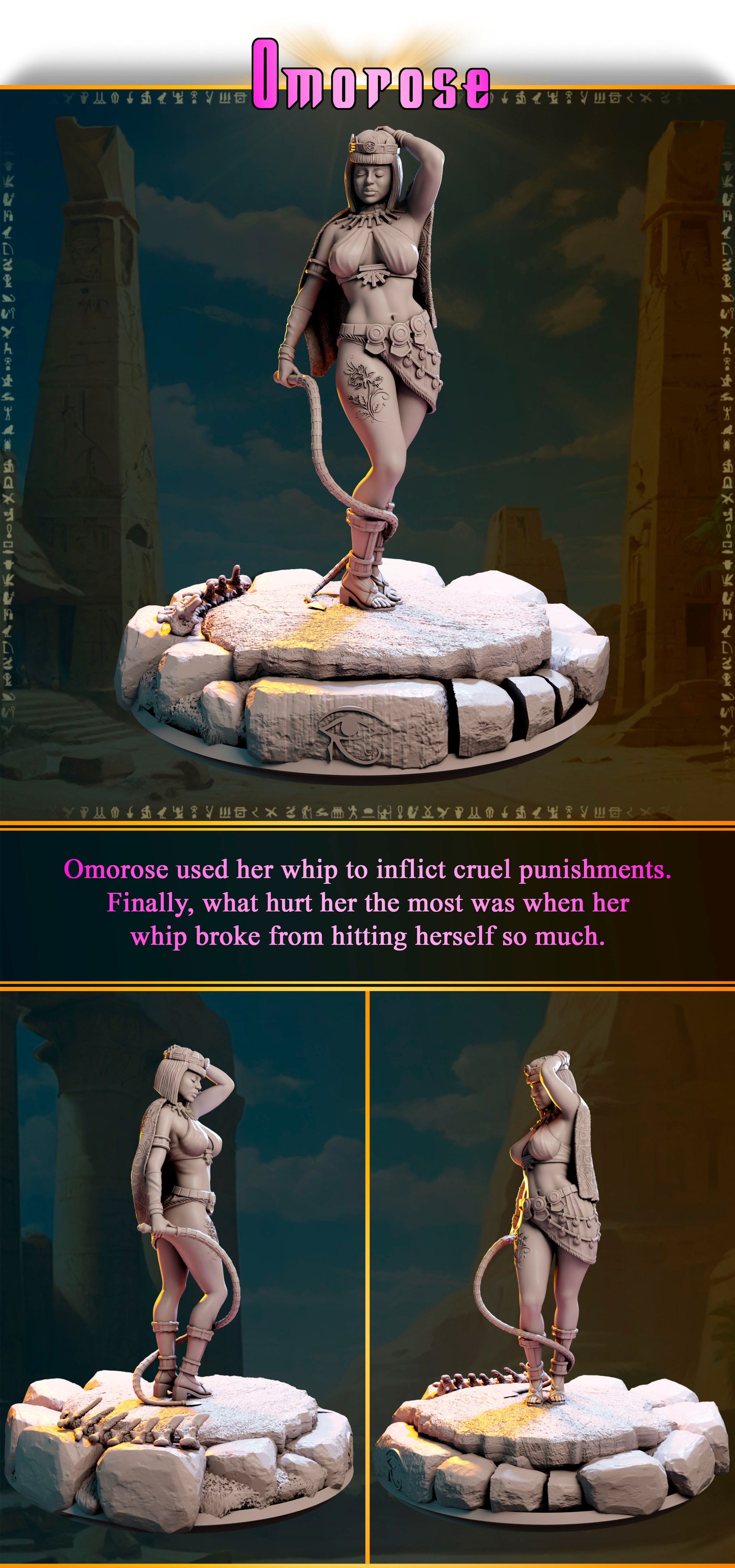 Omorose – Królowa Piasków — widok z przodu na pustynnej podstawce