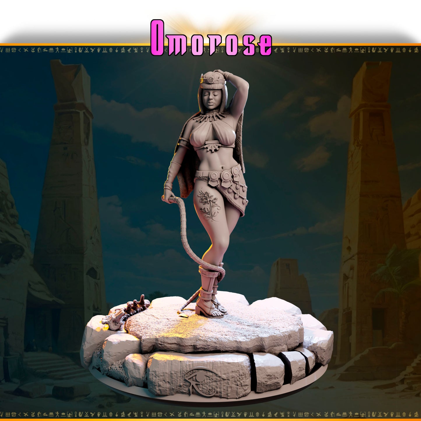 Omorose – Królowa Piasków — widok z przodu na pustynnej podstawce