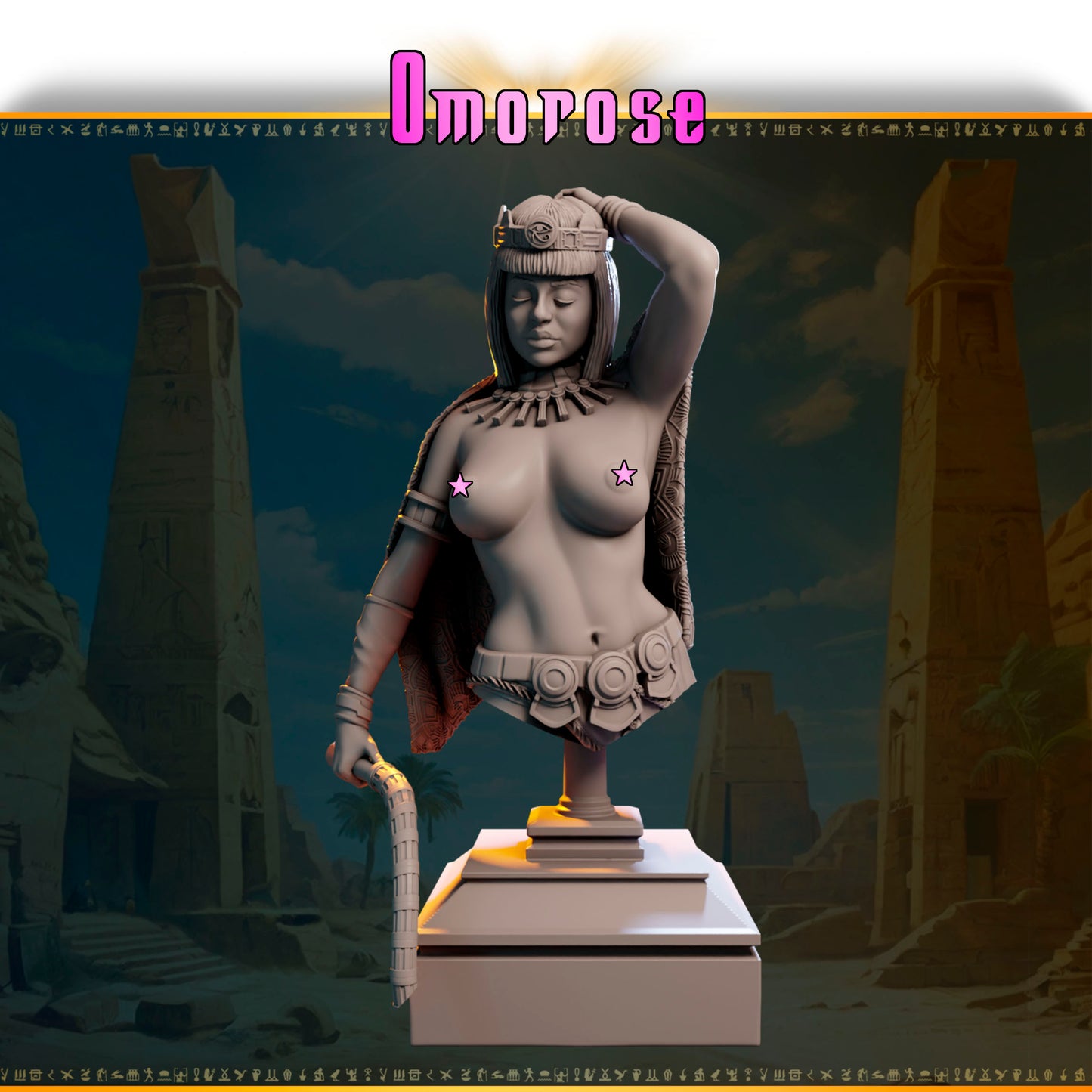 Omorose – Królowa Piasków — widok z przodu na pustynnej podstawce