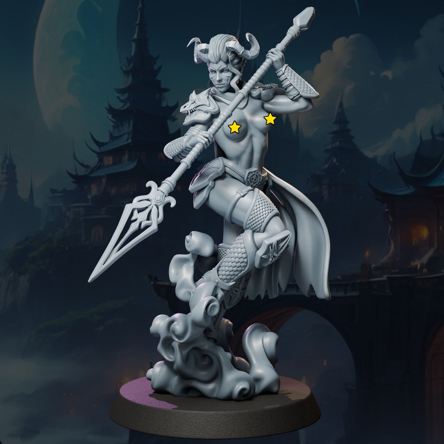 Unpainted resin female dragon warrior model 32mm from Ladies of the Dark Age collection