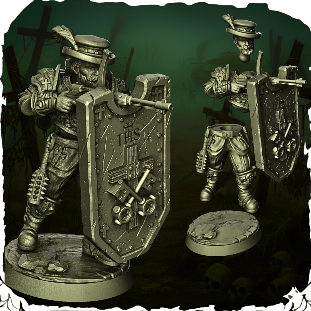 Papal State Shield Infantry – Trench Crusade – 32mm figure