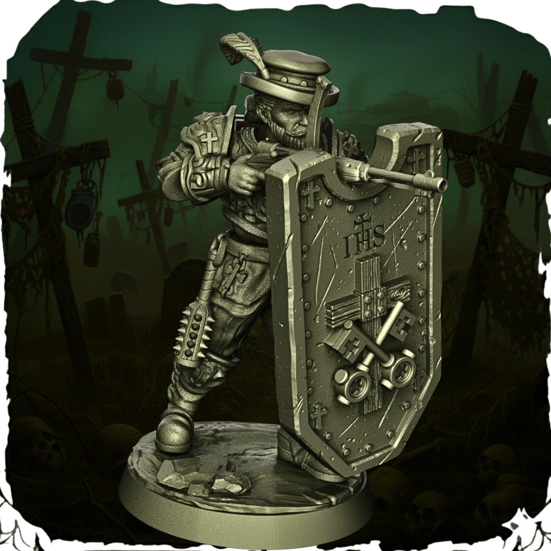 Papal State Shield Infantry – Trench Crusade – 32mm figure