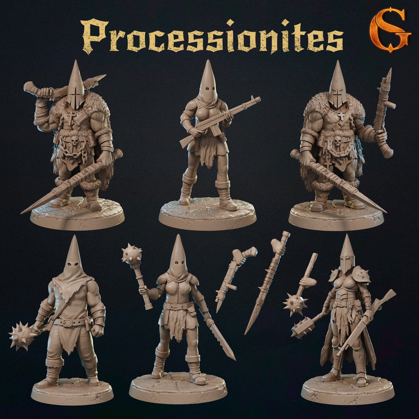 Processionites - Set of 6 Alchemical Satrapy Figurines | 32mm Scale | Dark Fanatics