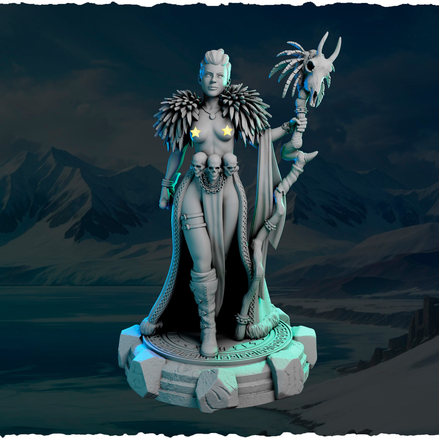 Północna Szamanka z Berłem Czaszki — runiczna podstawka