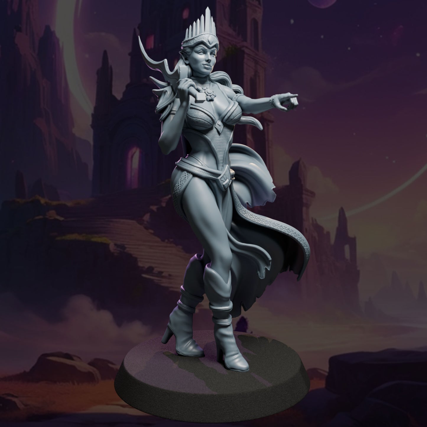 Selyra painted female sorcerer miniature 75mm by Black Bird Miniatures