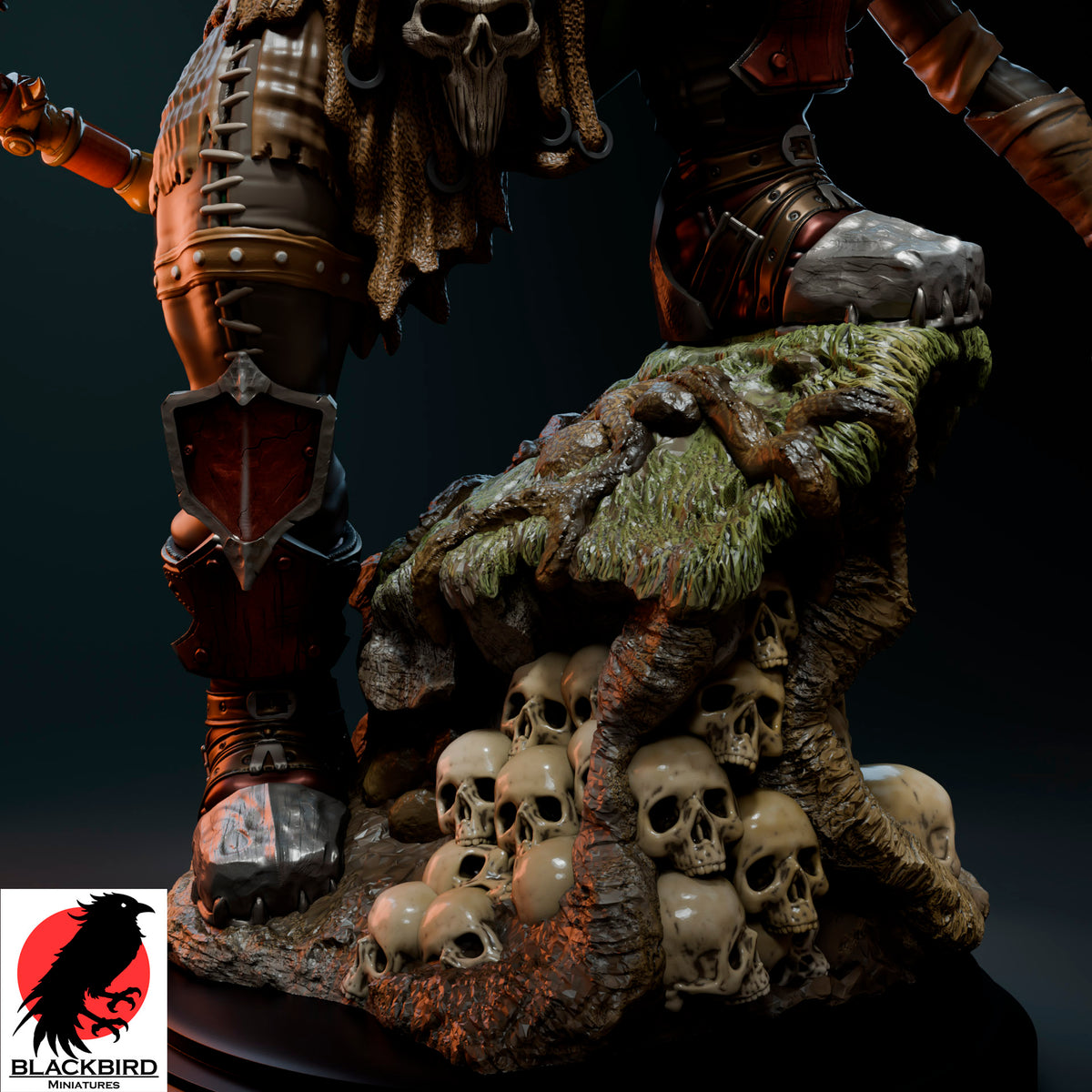 The Final Trophy premium 16K printed resin figure of an Orc warlord holding a female captive by Black Bird Miniatures