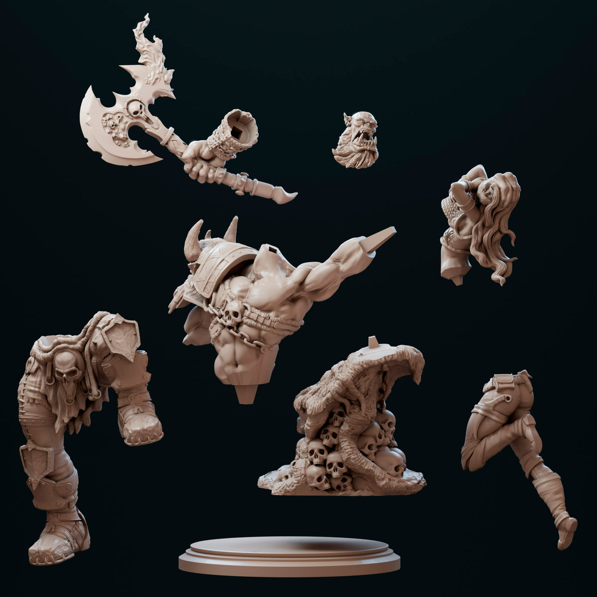 The Final Trophy premium 16K printed resin figure of an Orc warlord holding a female captive by Black Bird Miniatures