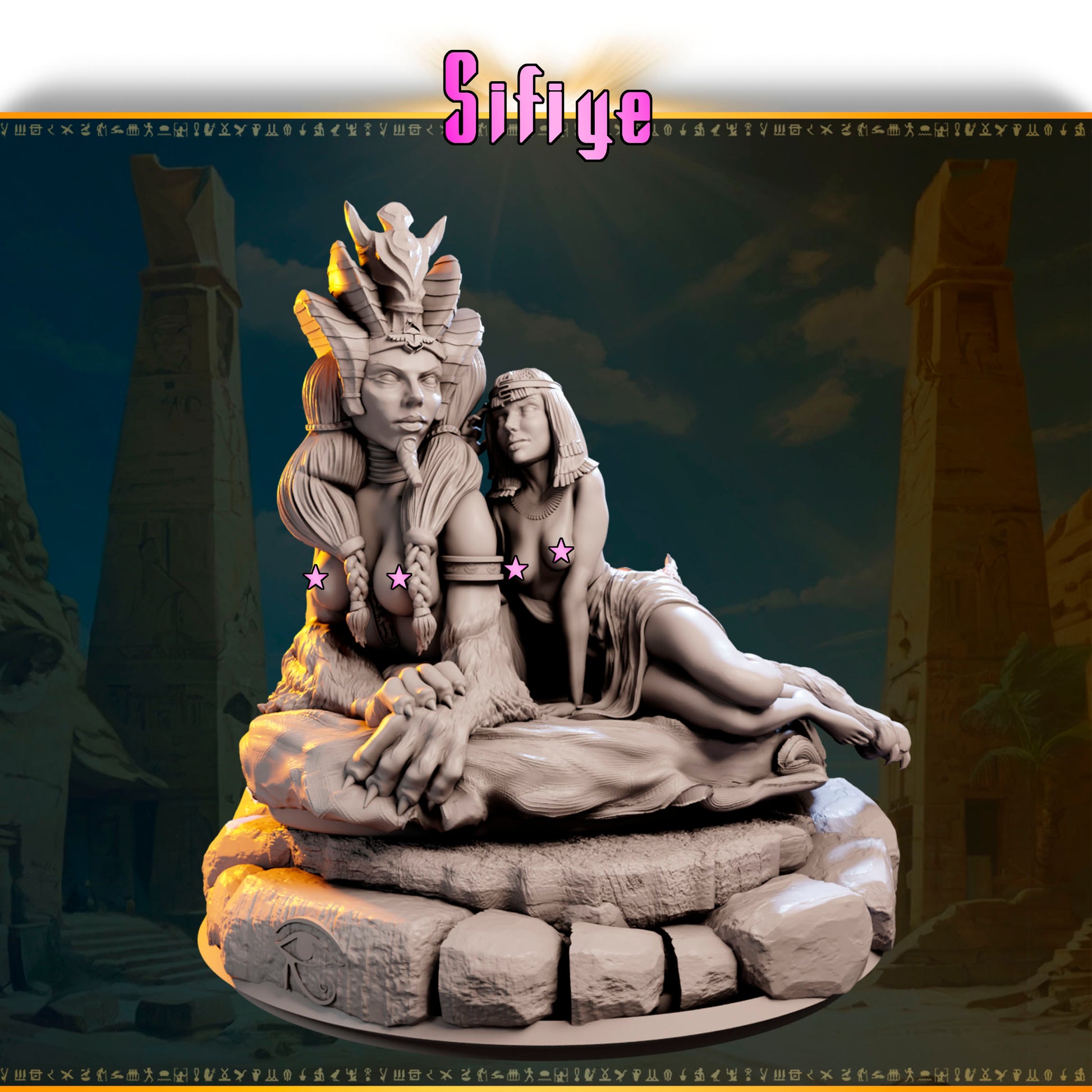 Sabah – Strażniczka Wschodniego Słońca — widok z przodu na pustynnej podstawce