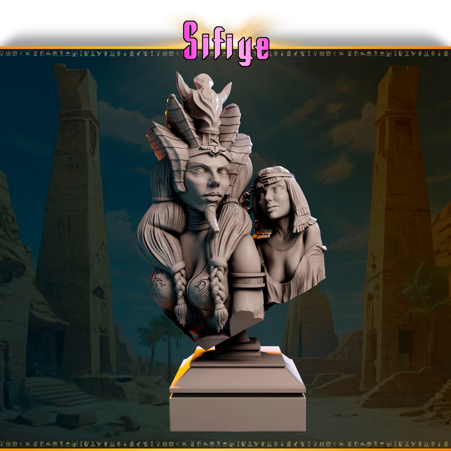 Sabah – Strażniczka Wschodniego Słońca — widok z przodu na pustynnej podstawce