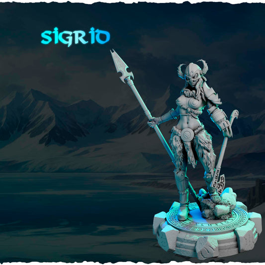 Północna Wojowniczka z Włócznią — figurka na kamiennej podstawce