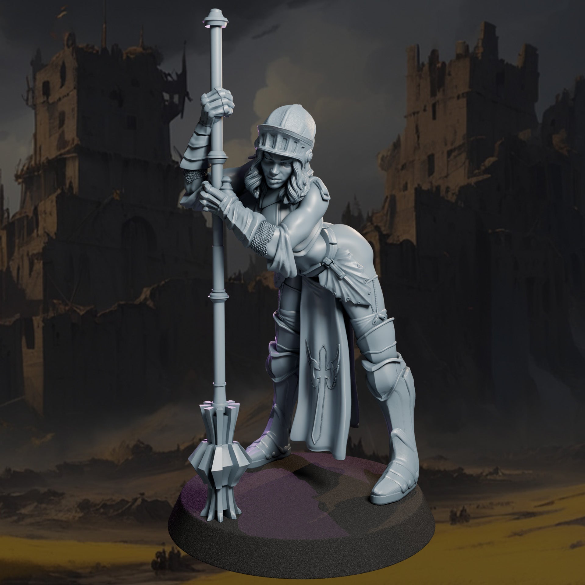 Sindra painted female fighter miniature 75mm by Black Bird Miniatures