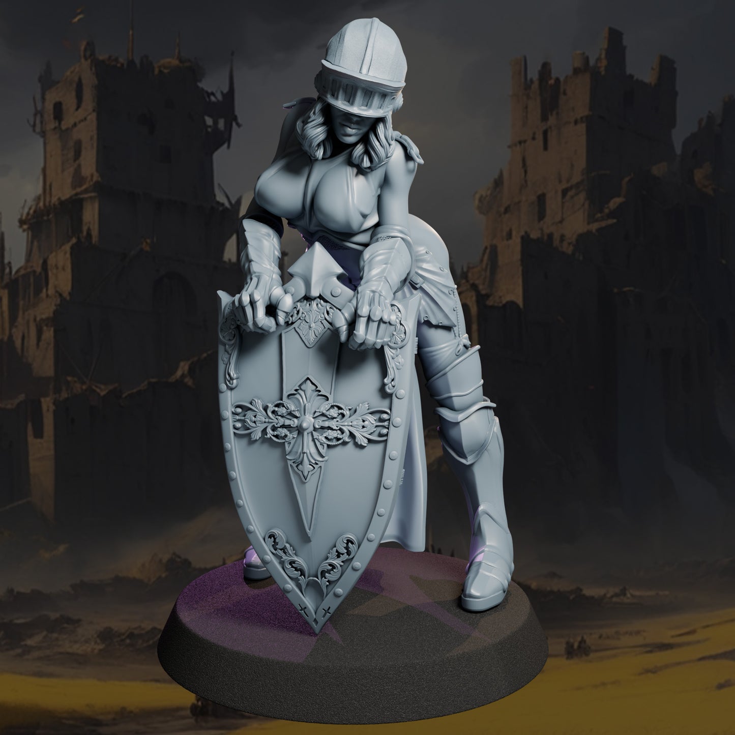 Sindra painted female fighter miniature 75mm by Black Bird Miniatures