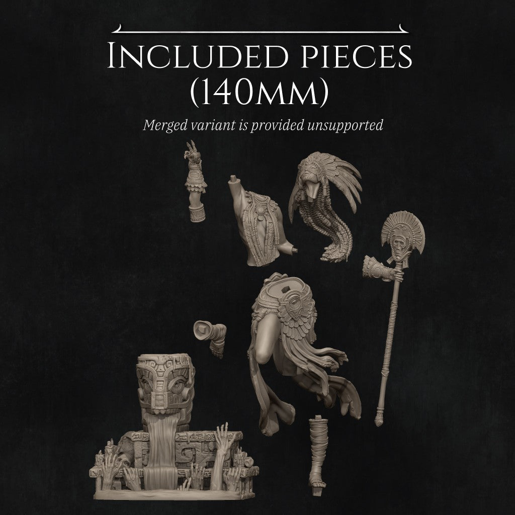 Necalin The Priestess of Death 3D printed resin miniature by Nerikson, dark fantasy collectible figure
