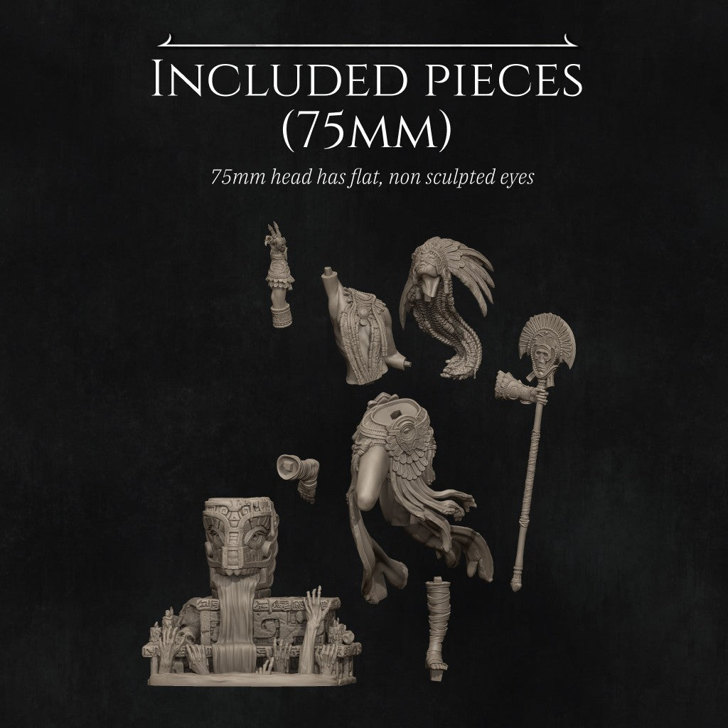 Necalin The Priestess of Death 3D printed resin miniature by Nerikson, dark fantasy collectible figure