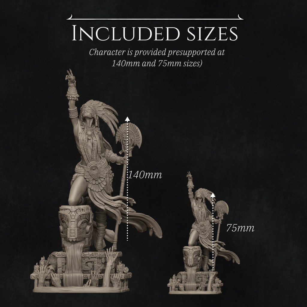 Necalin The Priestess of Death 3D printed resin miniature by Nerikson, dark fantasy collectible figure