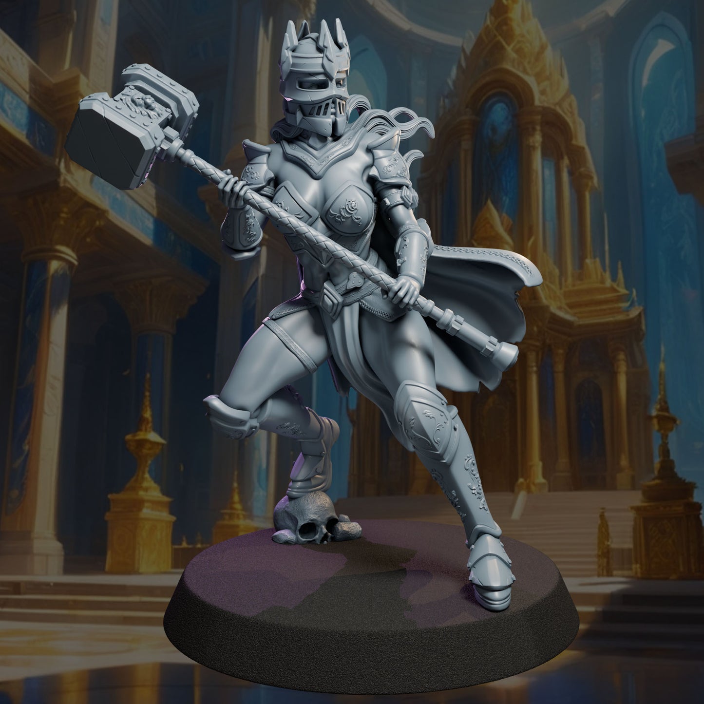 Solenne painted paladin miniature 75mm by Black Bird Miniatures