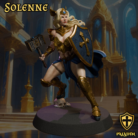 Solenne painted paladin miniature 75mm by Black Bird Miniatures