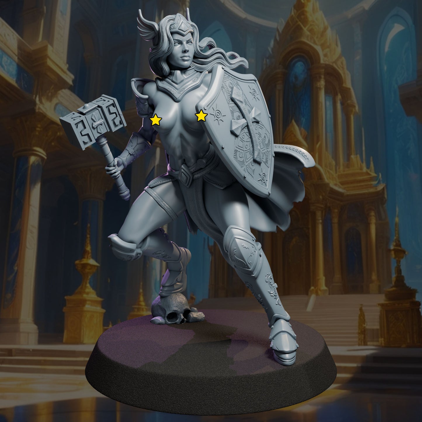 Solenne painted paladin miniature 75mm by Black Bird Miniatures