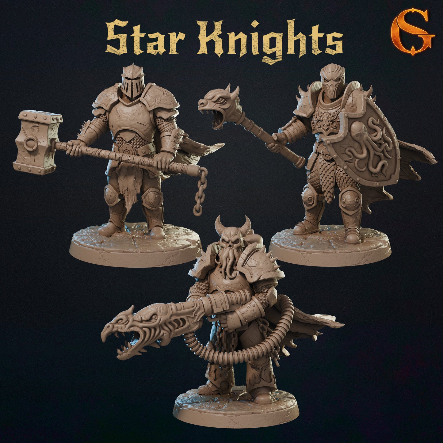 Star Knights - Schwere Infanterie 50mm (3 Posen) - SolGood Creations | Lizenzierter Verkäufer