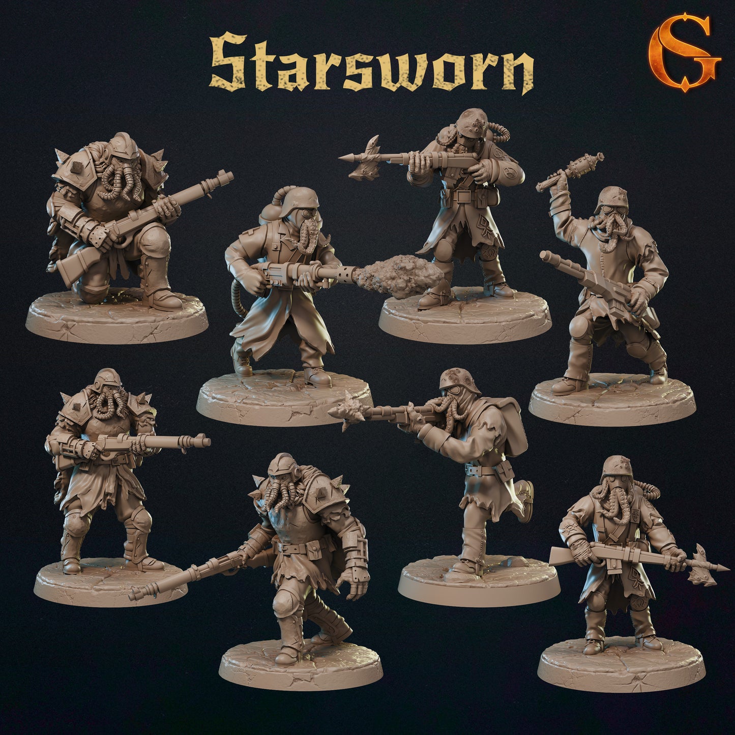 Grimdark-Armee – Megaset (19 Figuren, 5 Einheiten) – SolGood Creations | 16K ABS-ähnlicher Druck