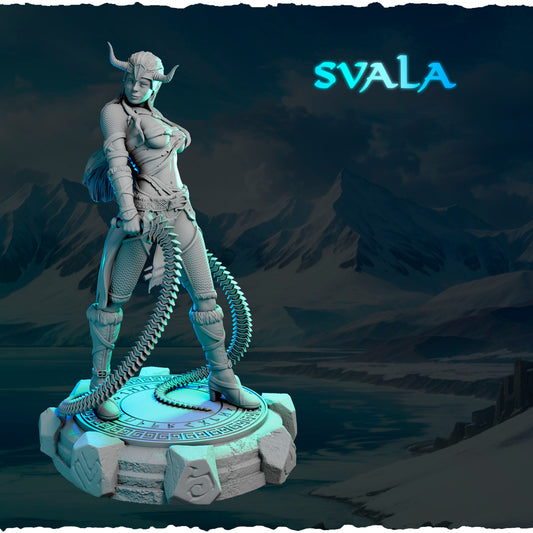 Północna Wojowniczka z Kolczastym Biczem — figurka na runicznej podstawce