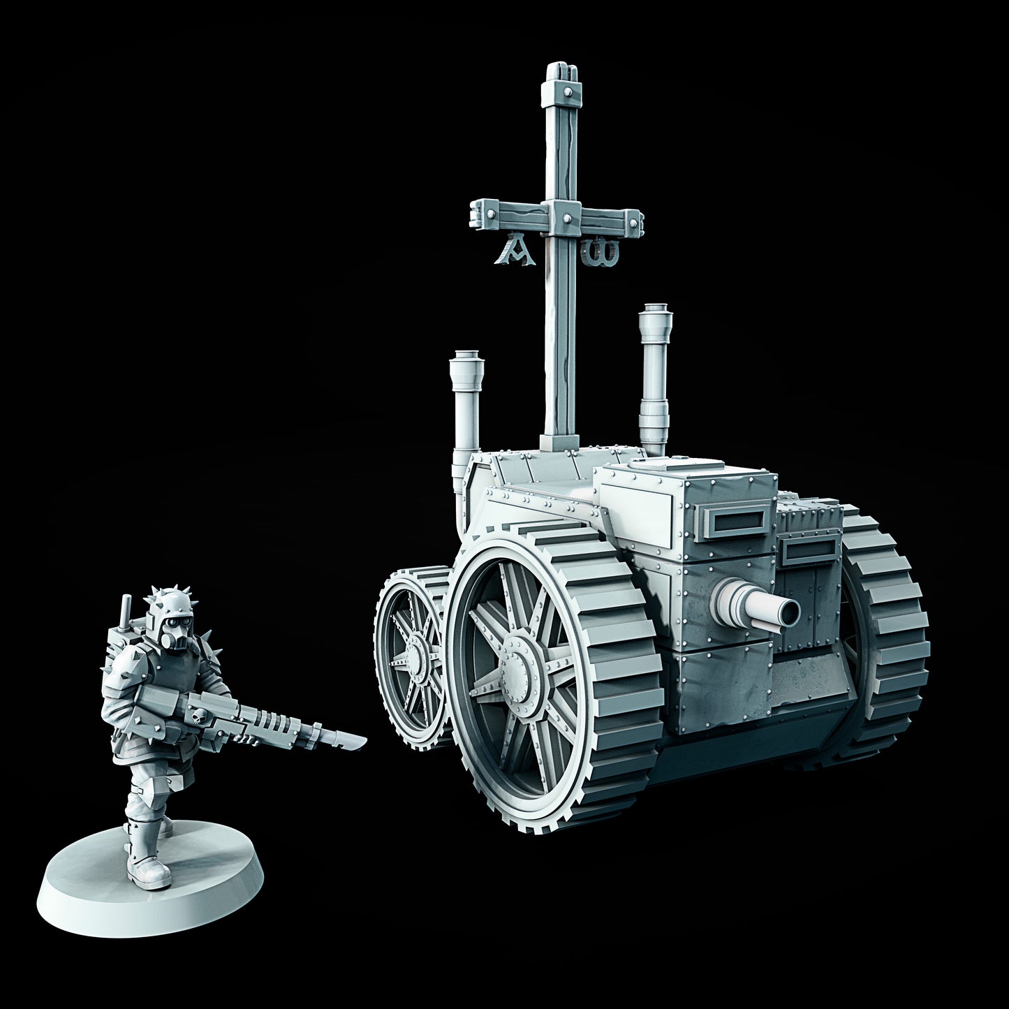 Czołg V1 – grimdark model 3D do Trench Crusade, autor Juan Manuel Vargas Villate