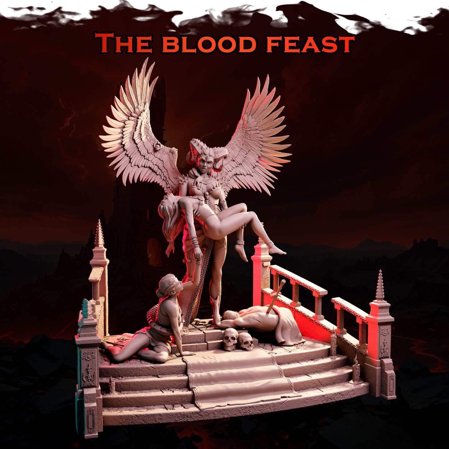The Blood Feast – pełna scena rytuału, figurka fantasy od Black Bird Miniatures