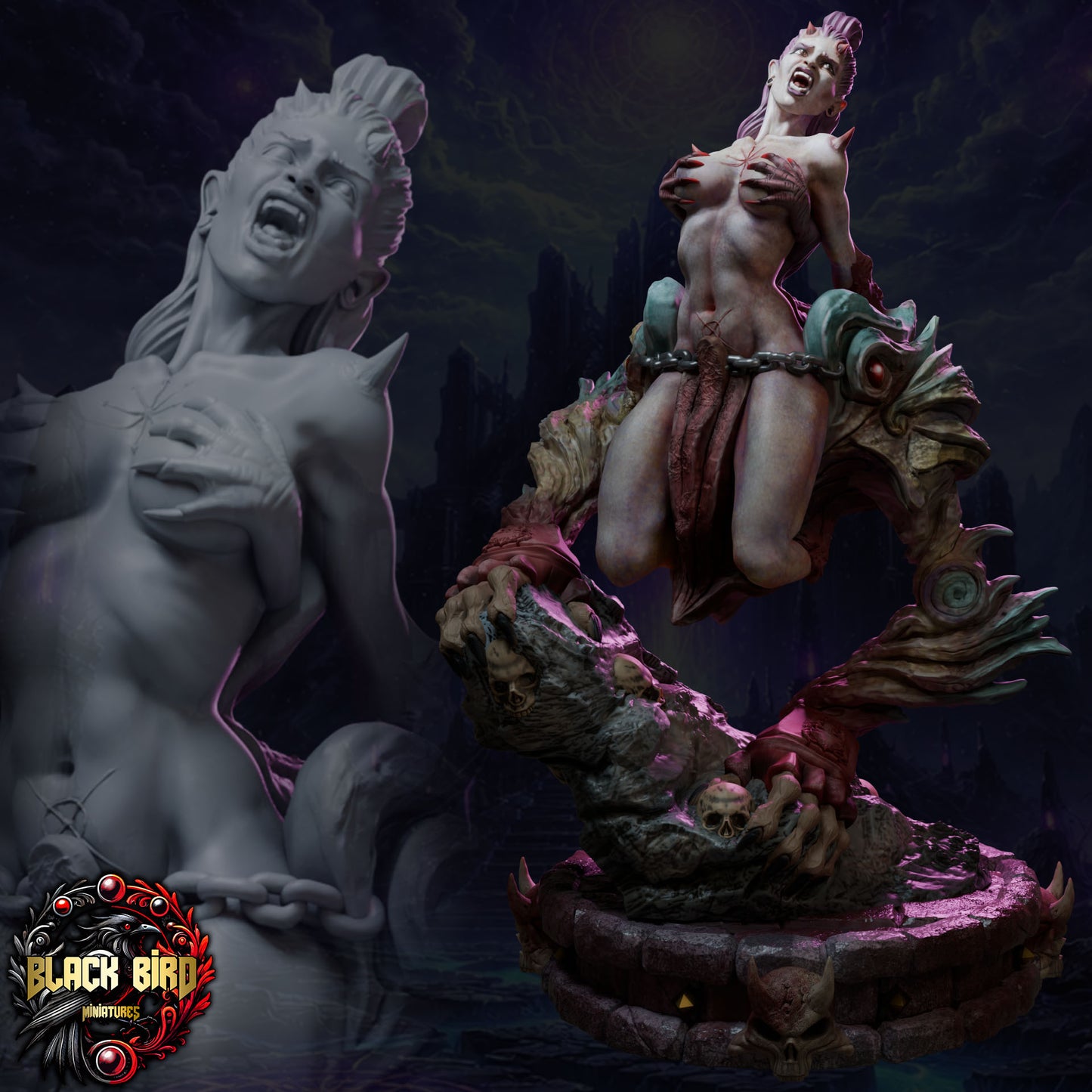 Thyraxis – Queens of Chaos – Figurine 32mm / 75mm – Black Bird Miniatures