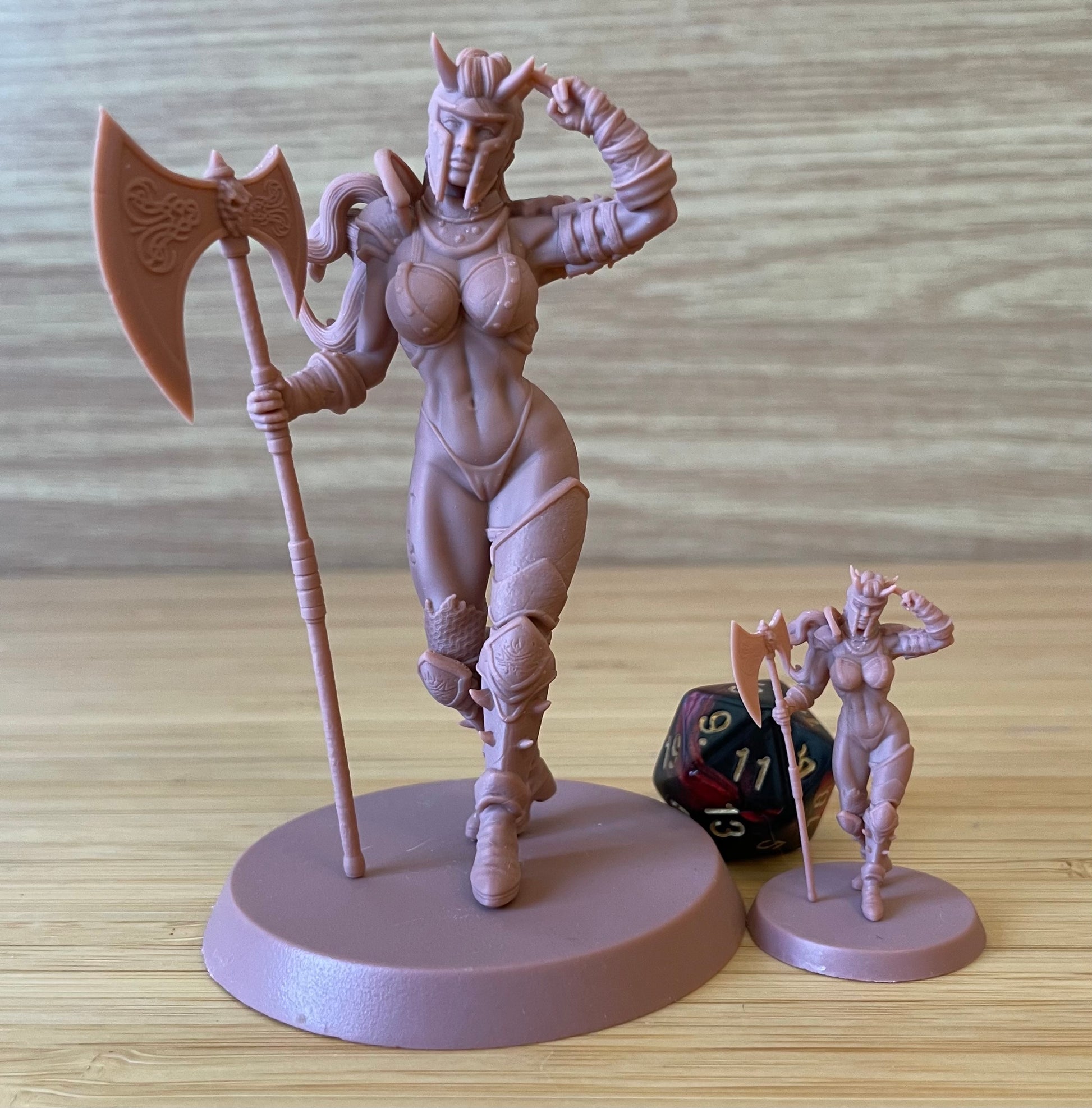 Unpainted resin female barbarian 32mm model from Ladies of the Dark Age collection