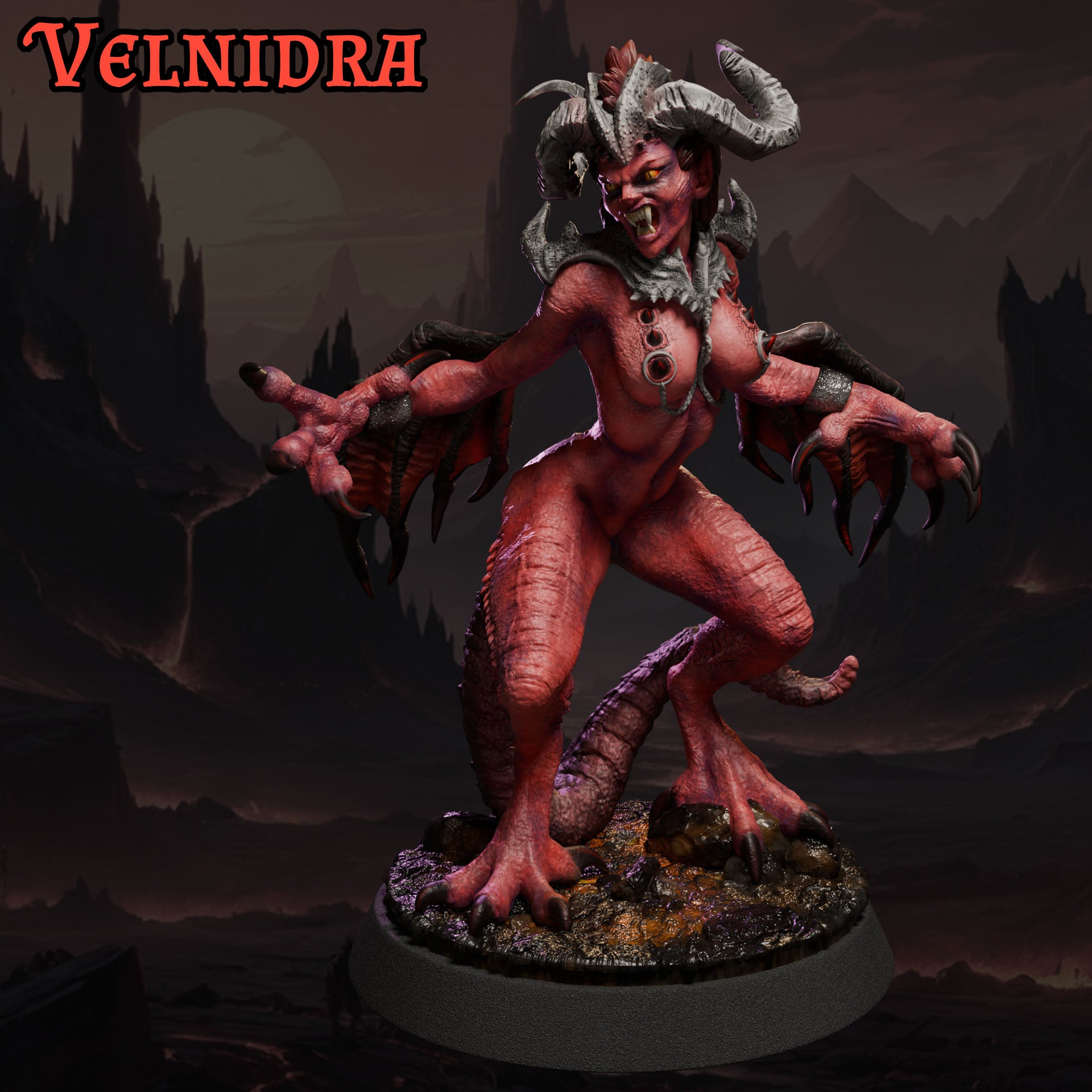 Velnidra – detailed demon queen model 32 mm / 75 mm from Ladies of the Dark Age