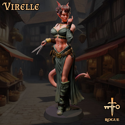 Virelle painted demon rogue fantasy miniature 75mm by Black Bird Miniatures