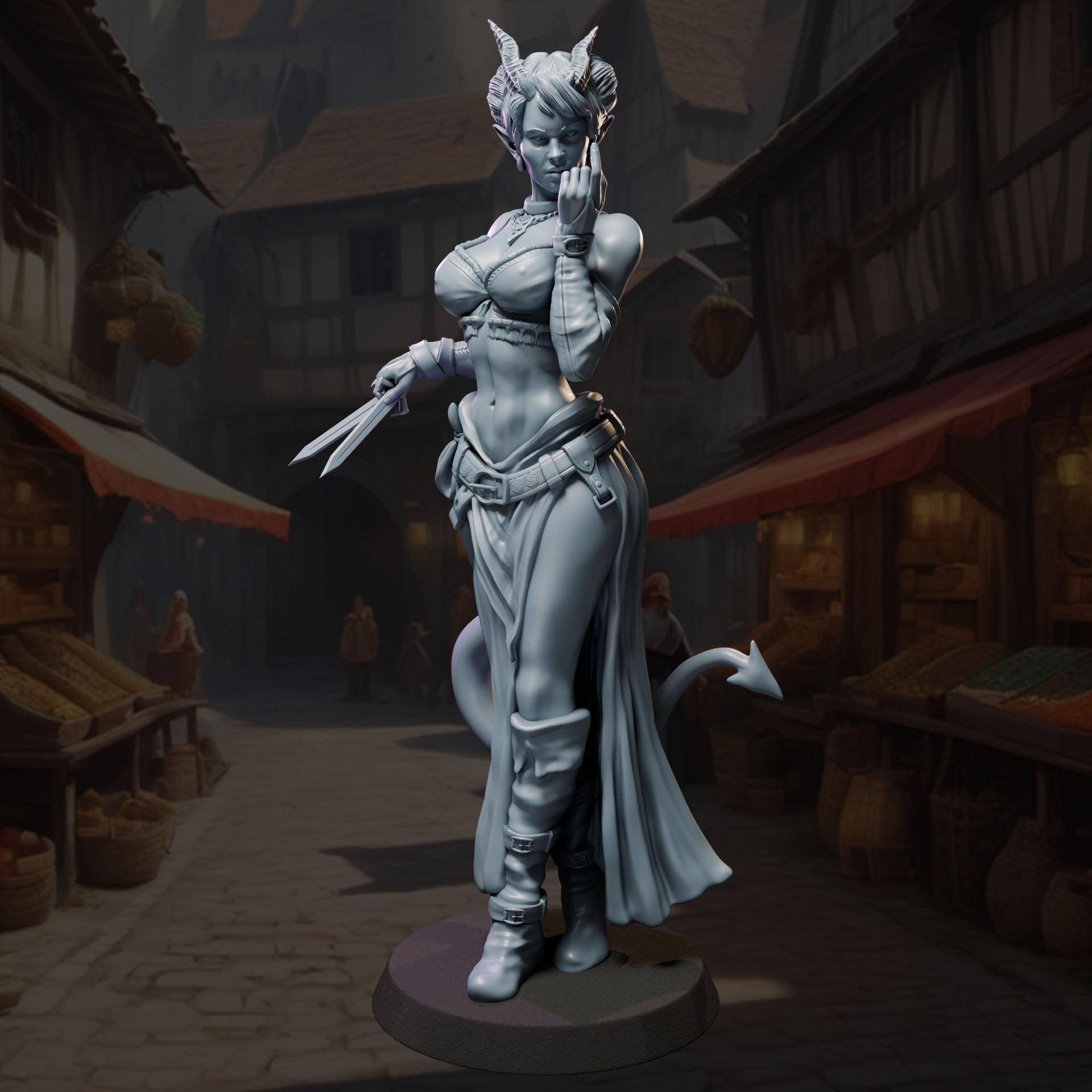 Virelle painted demon rogue fantasy miniature 75mm by Black Bird Miniatures