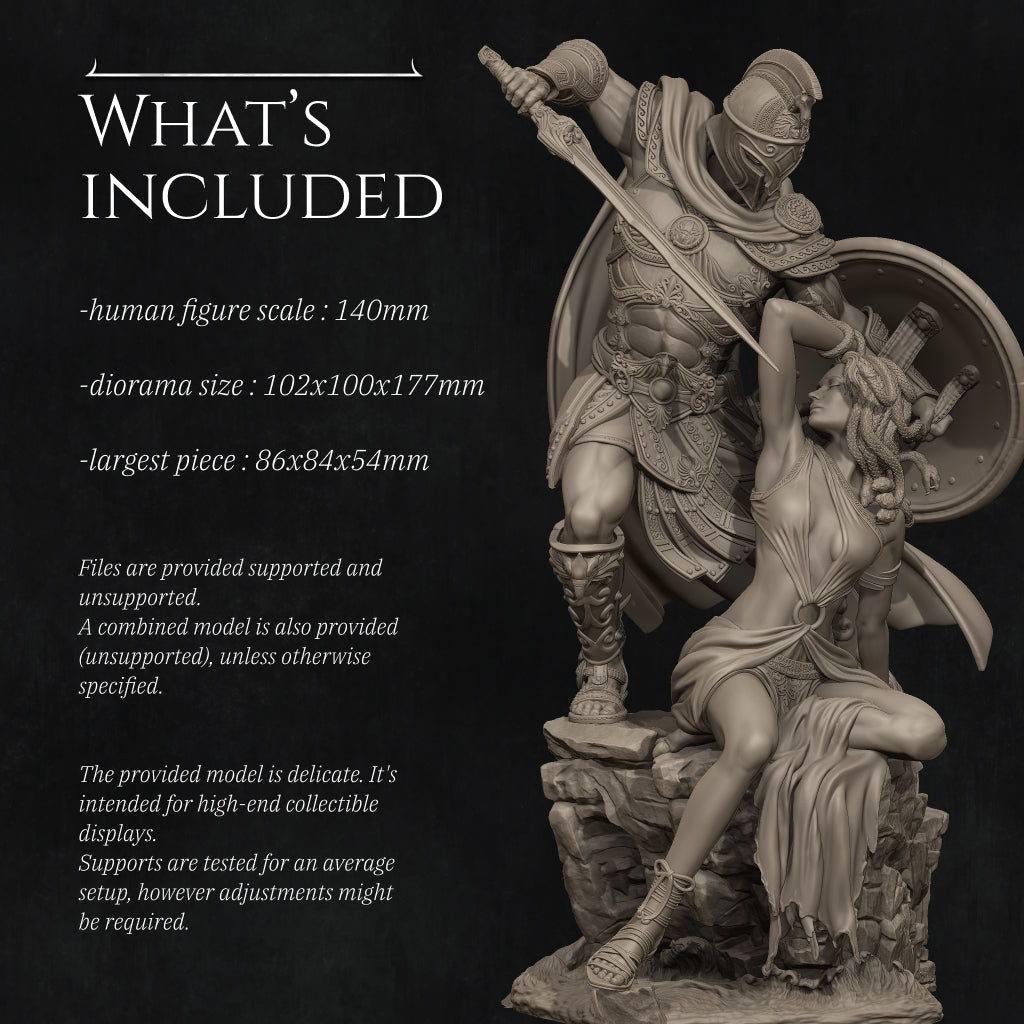 Perseus und Medusa Statue – Griechische Mythologie Figur, Nerikson 3D Druck, Hochwertiges ABS-Like Harz