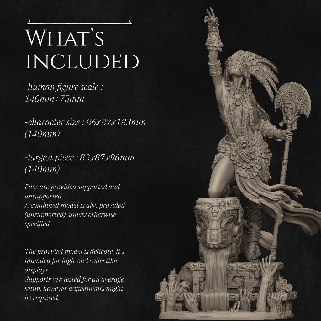 Necalin The Priestess of Death 3D printed resin miniature by Nerikson, dark fantasy collectible figure