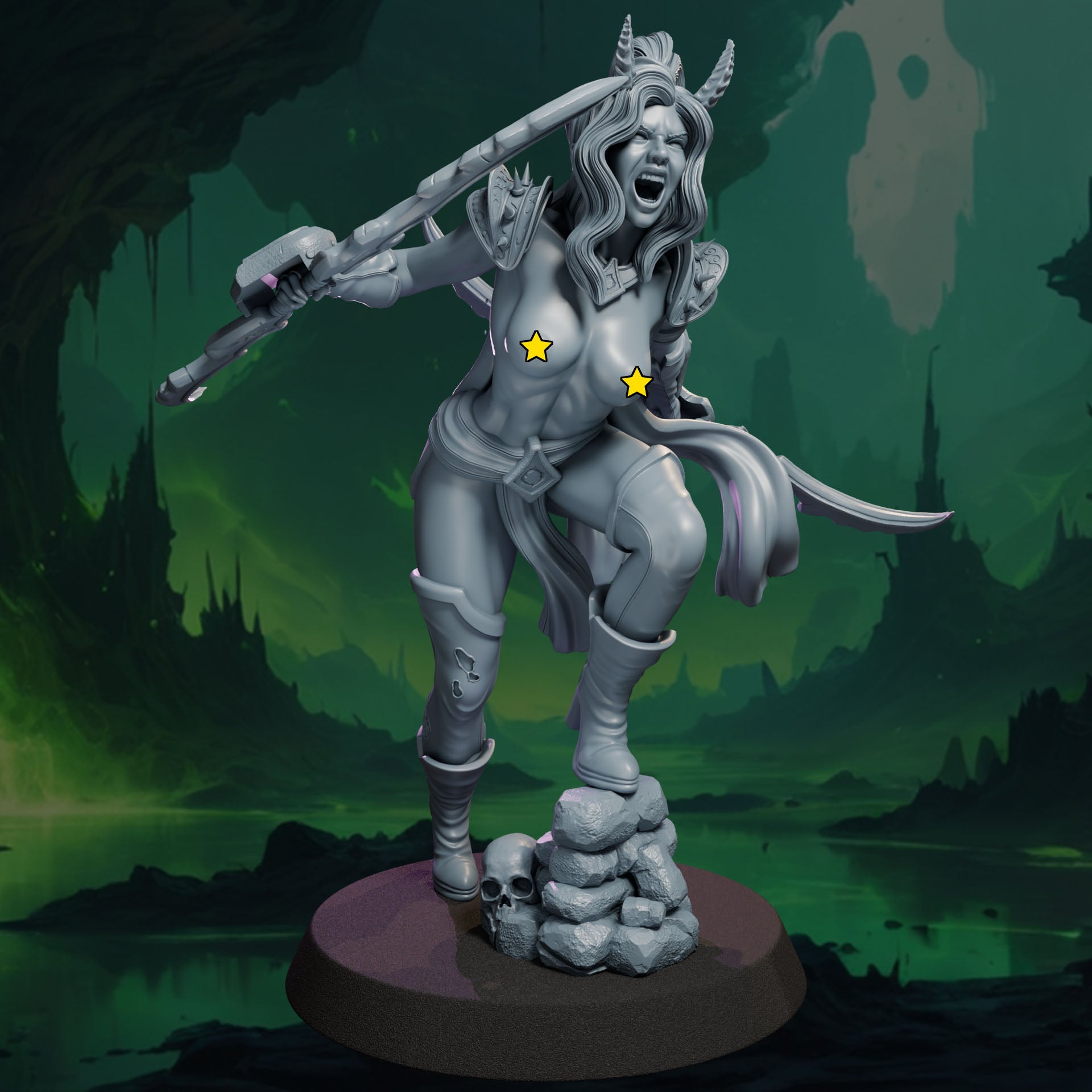 Zariel painted demon warrior miniature 75mm by Black Bird Miniatures