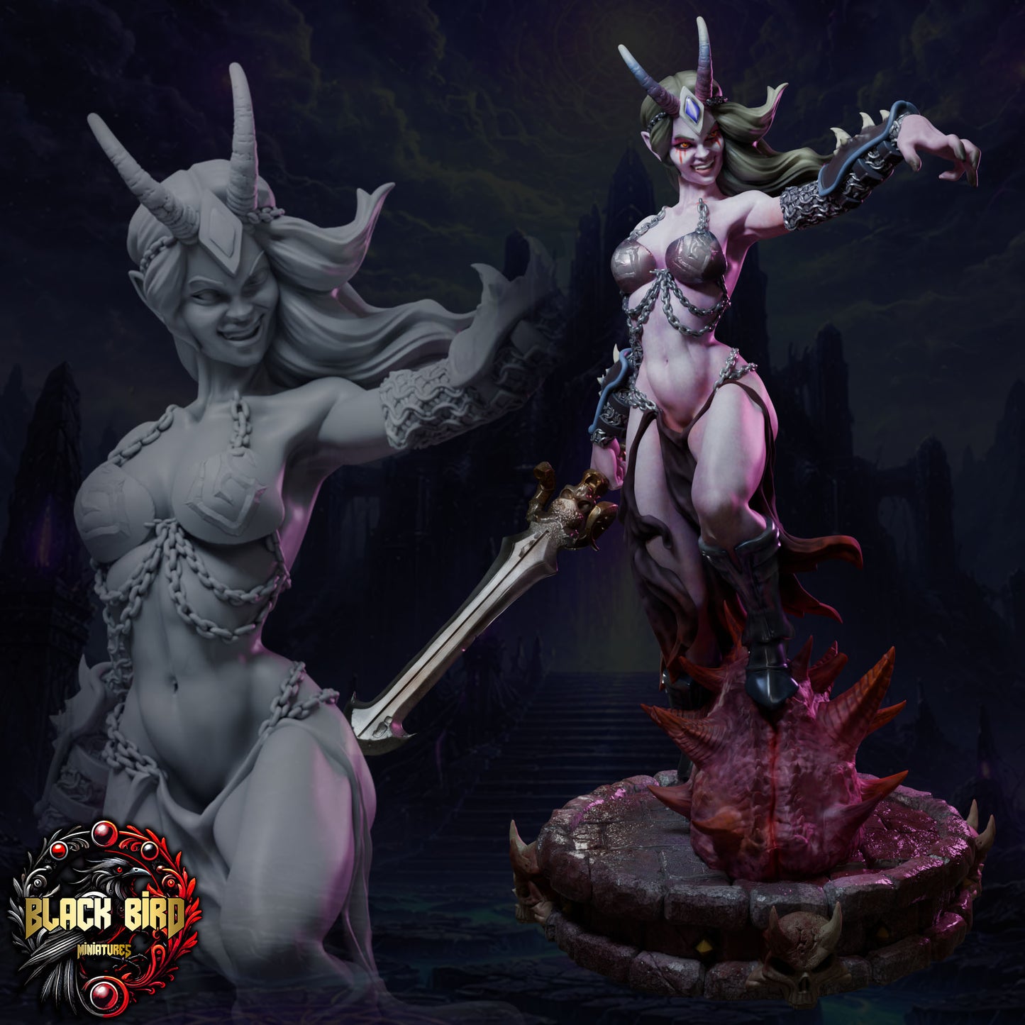 Zhaelyss – Queens of Chaos – Figurka 32mm / 75mm – Black Bird Miniatures
