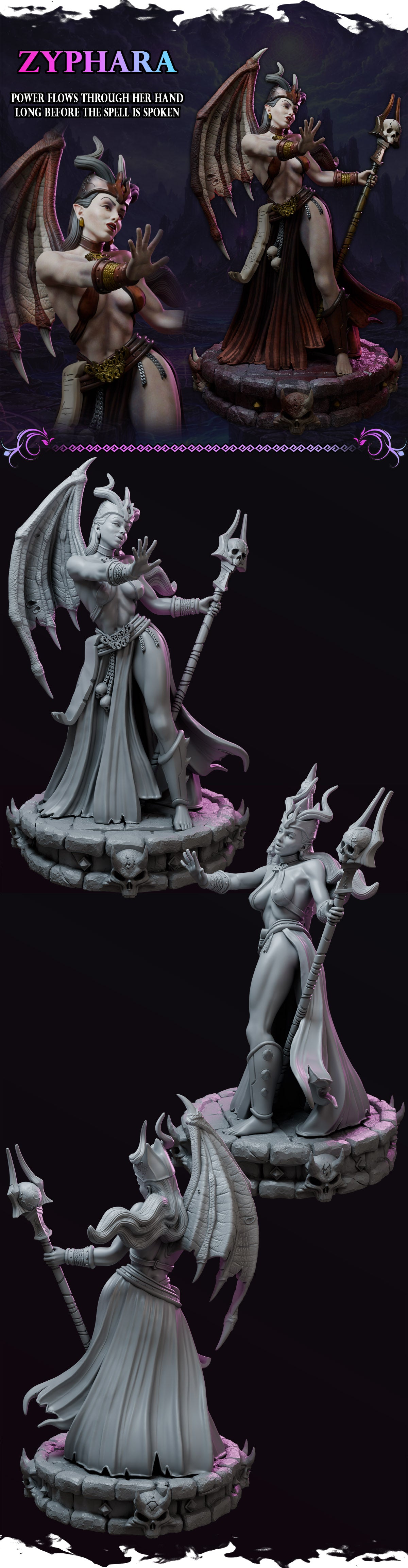 Zyphara – Queens of Chaos – Figurka 32mm / 75mm – Black Bird Miniatures