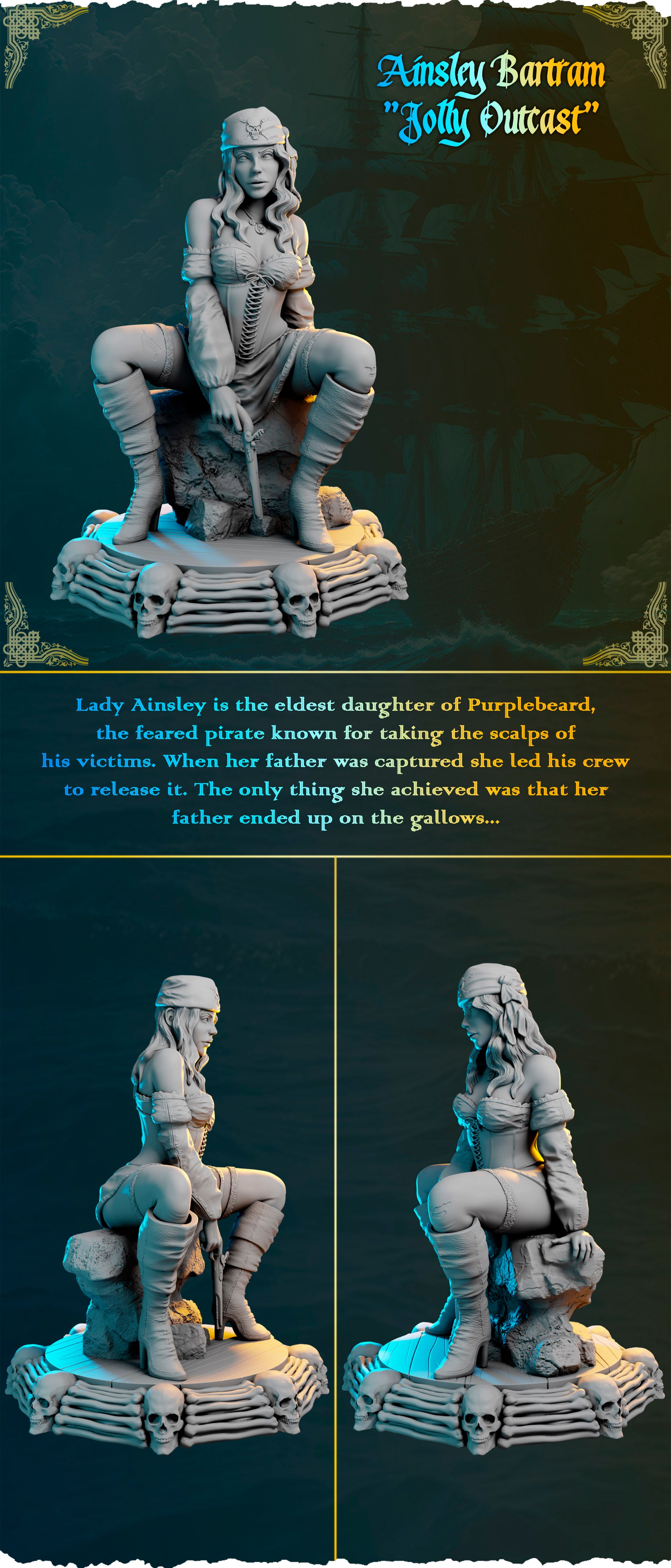 Ainsley Bartram Jolly Outcast – figurka piratki 32/75 mm, Black Bird Miniatures, Ladies of the Sea Pirates