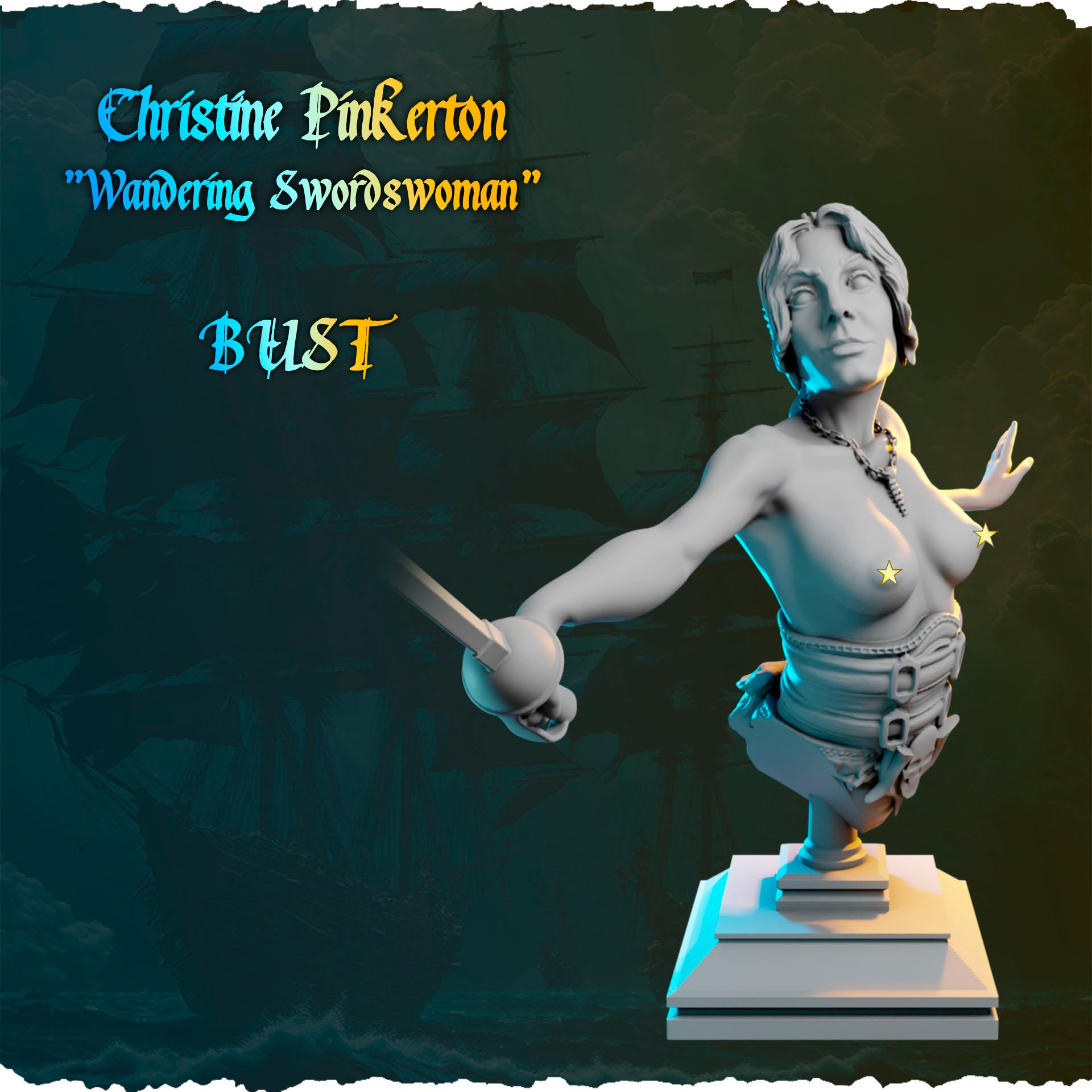 Figurka pirackiej wojowniczki 32mm / 75mm